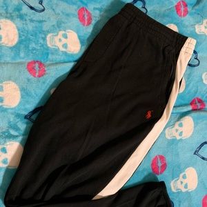 Mens XXL Polo black joggers with white stripe